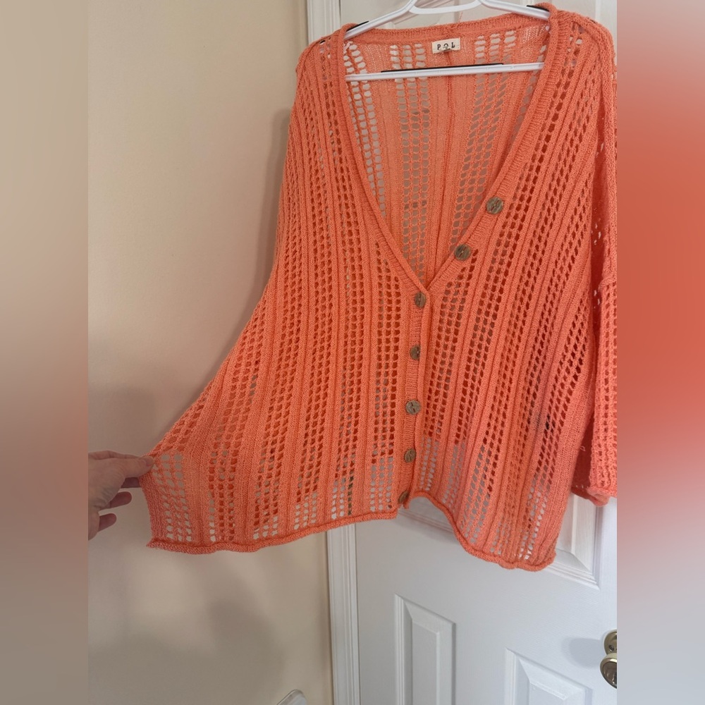 POL Open Knit Oversized Sweater Orange Oversized Small - Picture 5 of 10